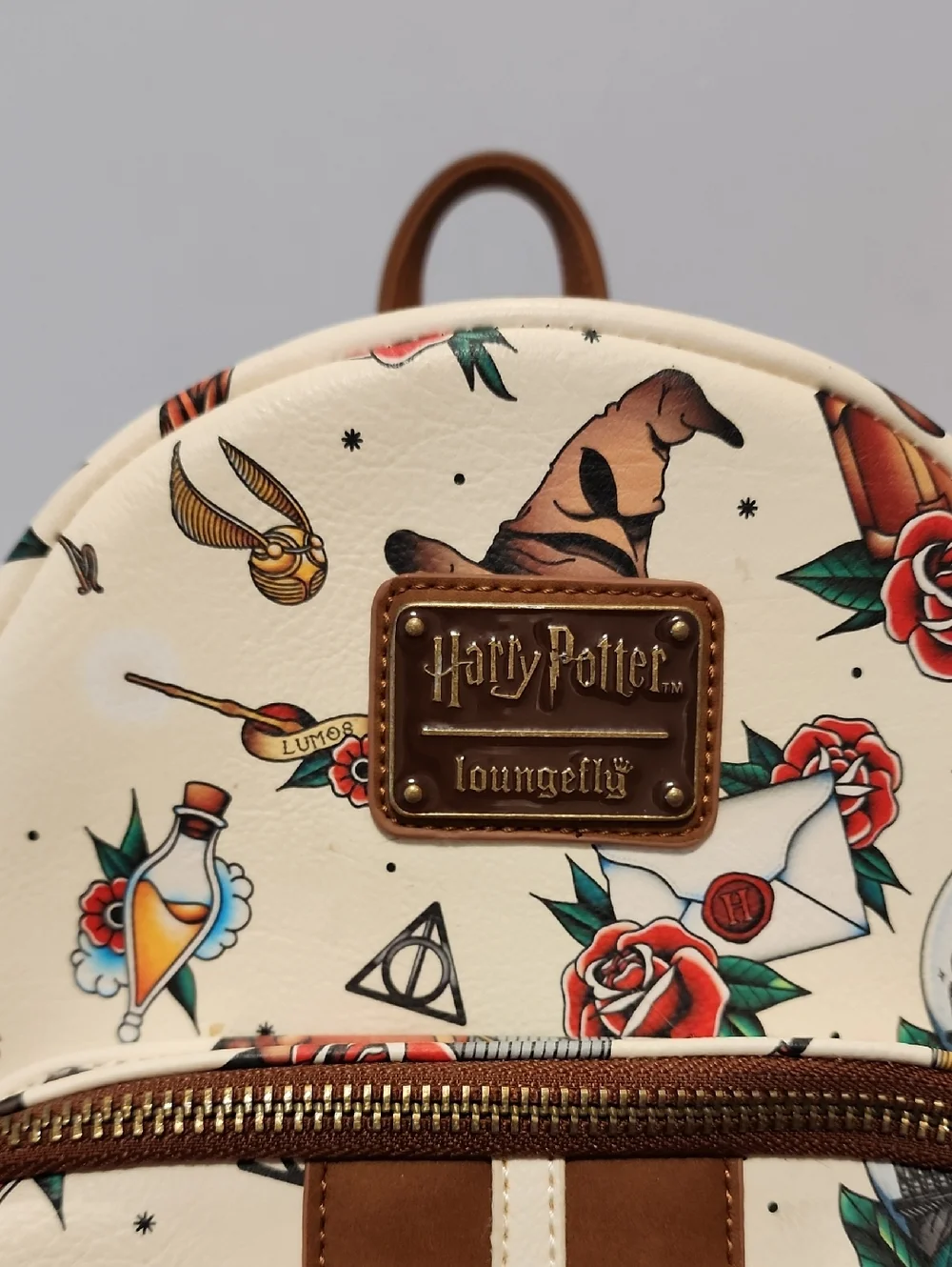 Harry Potter Loungefly Mini Backpack - Cream Floral Tattoo Print